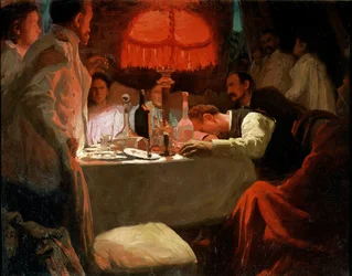 Sous la lumière rouge, vers 1910